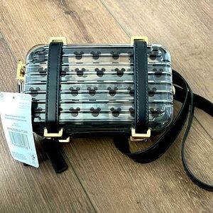 NWT! Mickey Mouse Clear Hard sided crossbody bag. Black Mickey Mouse Logo